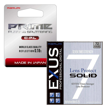 Marumi PRIME Plasma Sputtering filtr polaryzacyjny 72 mm + Marumi EXUS SOLID filtr ochronny 72mm za 1 zł